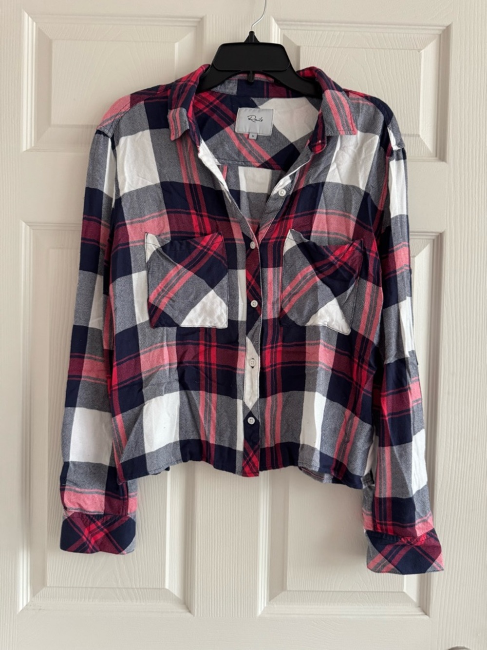 Rails Plaid Button-Up Shirt in Navy, White & Red